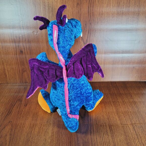 Dragon Plush Fantasy Colorful Iridescent Crinkle Wings Spikes Stuffed Animal - Picture 5 of 9